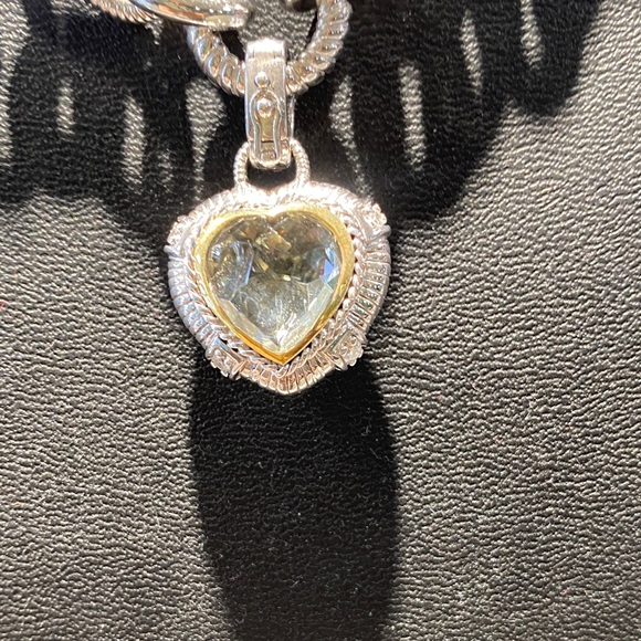 Judith Ripka Elegant Silver Heart Pendant Necklace removable pendant-16’ - Picture 2 of 11